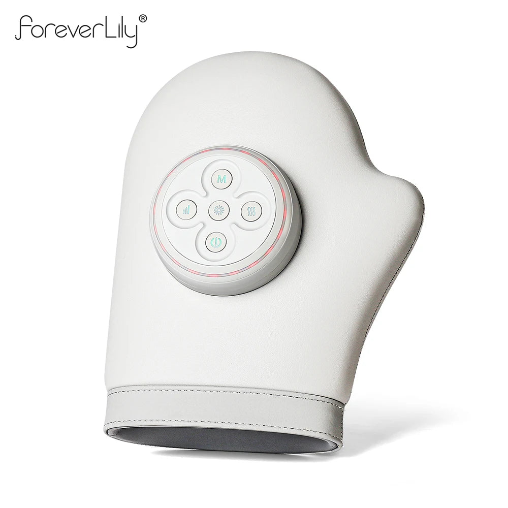 Electric Hand Massager in White with Air Compression, Three Listed Modes and Five Intensity Levels, 2000mAh Rechargeable Battery and 15-Minute Timer for Adult Relaxation