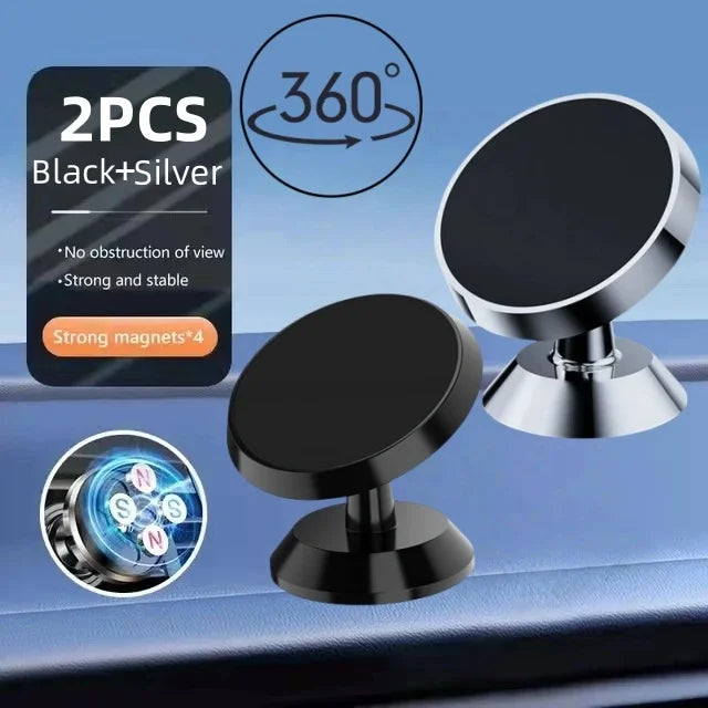 Magnetic Car Phone Holder with Fixed or 360-Degree Rotating Model Options, Dashboard and Wall Mounting References in Black, Silver, Gold and Rose Gold