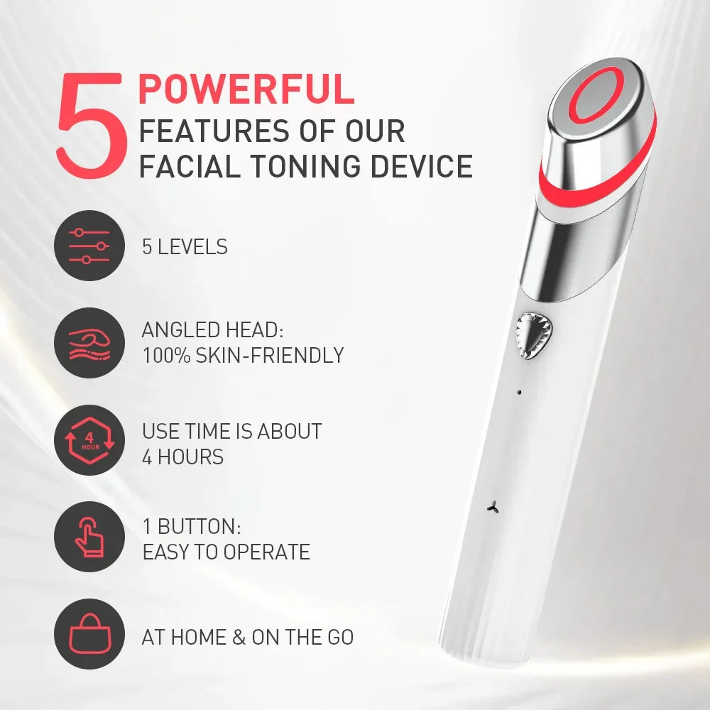 Touch-Activated Facial Care Wand with Rotating T-Bar Head, Black Rechargeable Beauty Tool with Listed Red Light, Warmth, Vibration and Microcurrent Functions