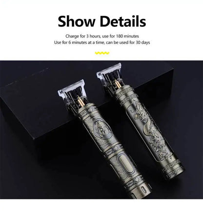 Retro T9 Hair Trimmer for Men's Everyday Haircutting and Personal Grooming, Electric Clipper Listing with Five Battery-Labeled Style Options for Home Use