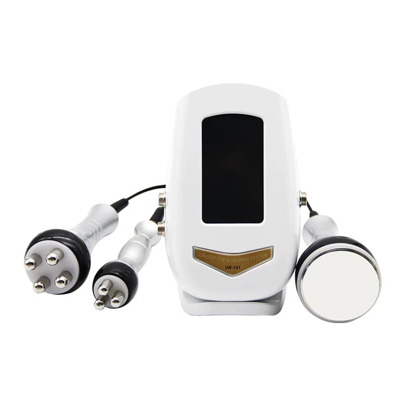 Ultrasonic Cavitation Machine with Three Handles and Radiofrequency Functions, ABS Beauty Device with 110V US or 220V Regional Plug Options