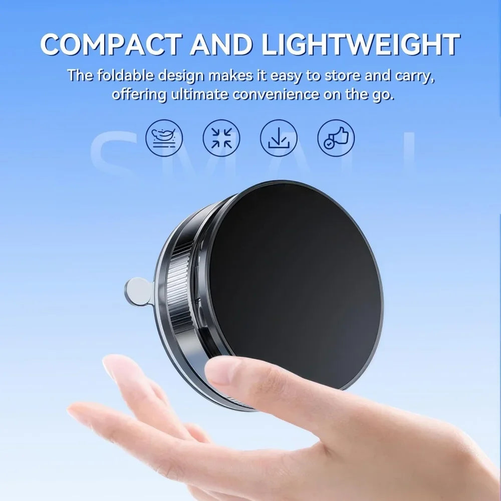 Vacuum Magnetic Car Phone Holder in Black, Suction Cup Mount with Locking Knob and Listed 360-Degree Rotation for Compatible Smooth Flat Surfaces