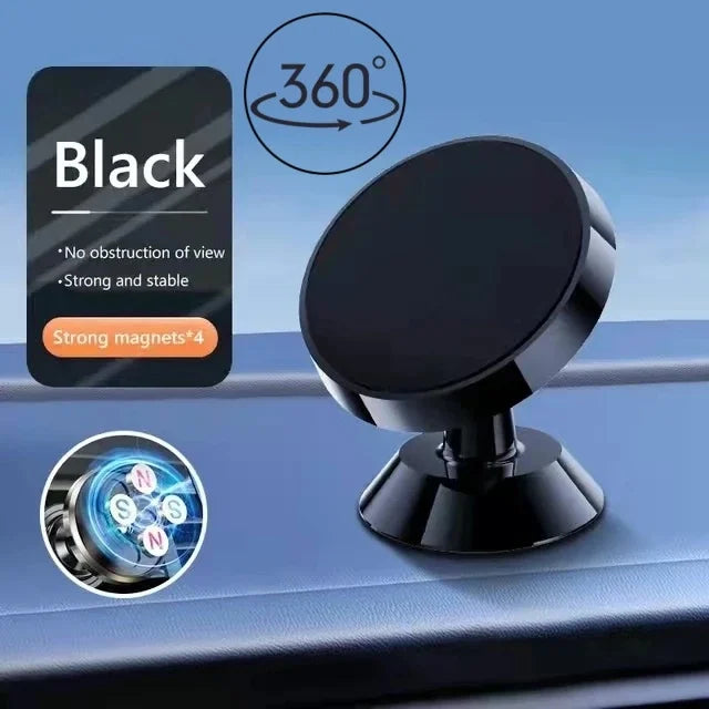 Magnetic Car Phone Holder with Fixed or 360-Degree Rotating Model Options, Dashboard and Wall Mounting References in Black, Silver, Gold and Rose Gold