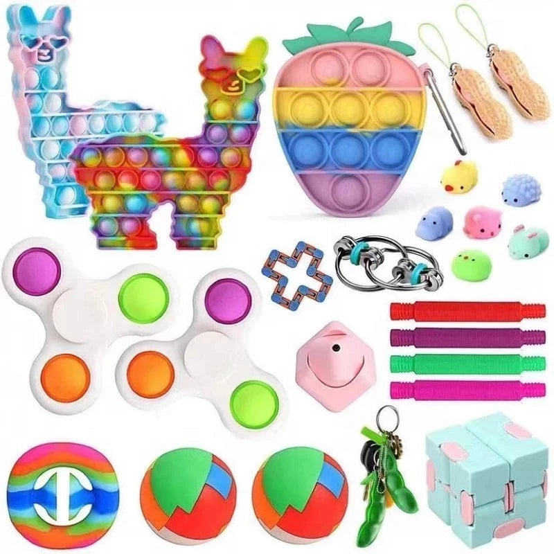 Random Fidget Toys Mystery Pack with Six Assortment Sizes, 3, 5, 10, 20, 30 or 50 Pieces of Surprise Play Items with Random Styles and Possible Duplicates