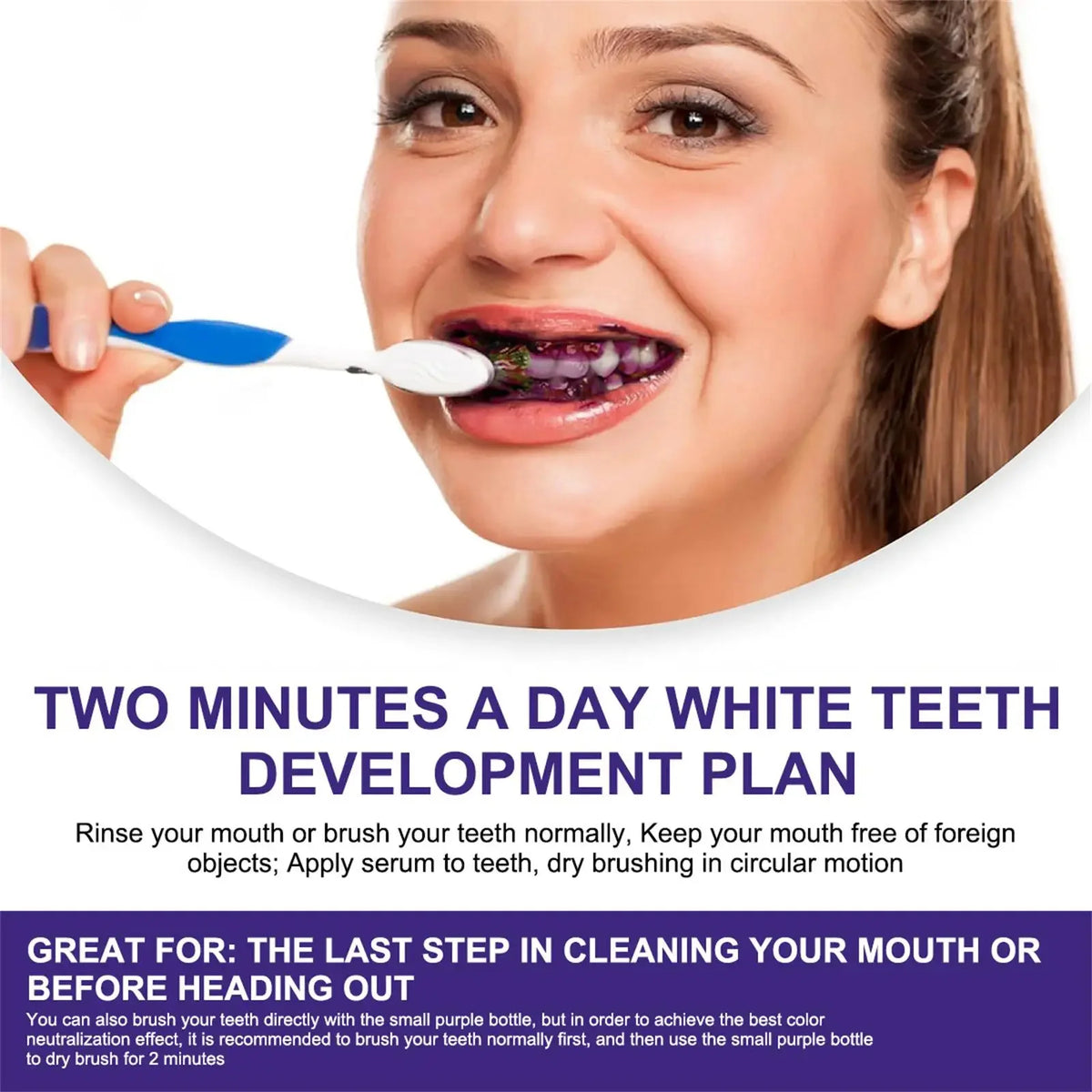 V34 Purple Toothpaste Serum with Color-Correcting Concept, 1-Piece, 2-Piece or Seven-Piece Box Options for Label-Guided Adult Oral Care Routines