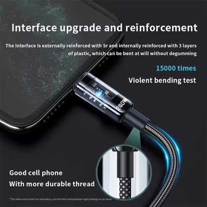 LED Display USB-C Charging Cable with Nylon Exterior, Dual Type C or USB Type C Options in 0.25m to 2m Lengths for Compatible Devices, Listed 240W Reference
