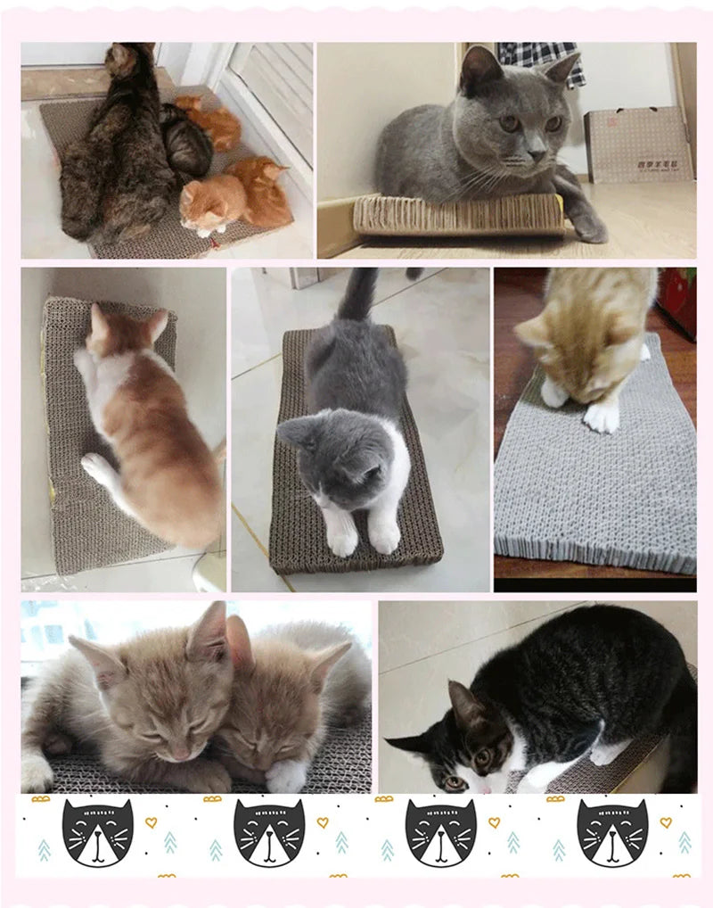 Corrugated Cardboard Cat Scratcher Board, Double-Sided Indoor Scratch Pad with Textured Paper Construction in Bony Type, S, Wave or W Style Options