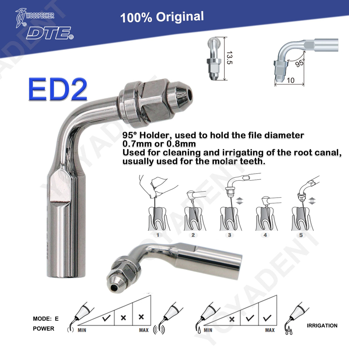 Endodontic Ultrasonic Tips and Accessory Options by Woodpecker DTE, ED-Series Model Selections with TD-1L and HD-7L Choices for Dental Equipment