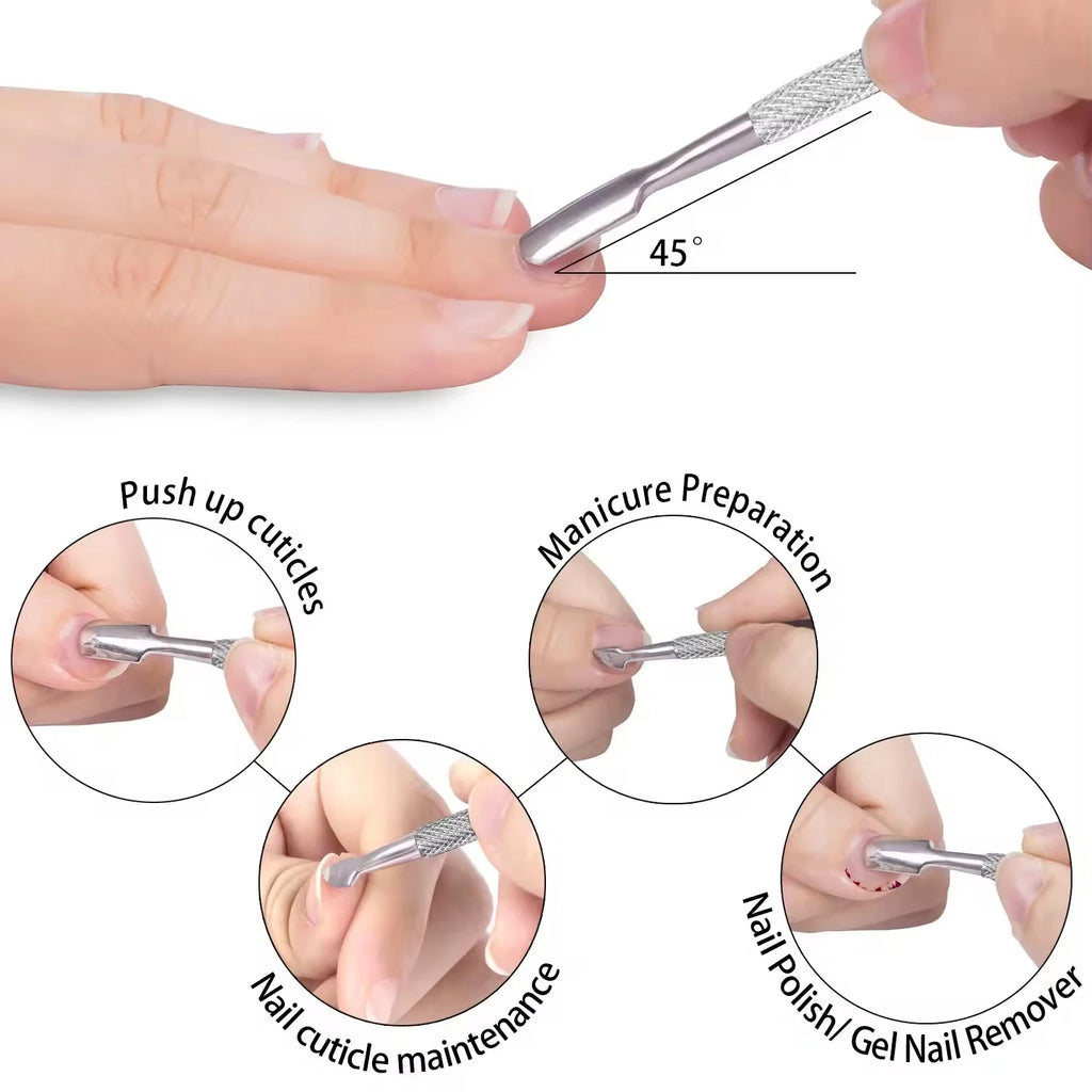 Stainless Steel Cuticle Pliers by LINMANDA, Silver Manual Manicure Tools with 2, 3 or 4-Piece Set Labels and A-D Options for Adult Nail Care