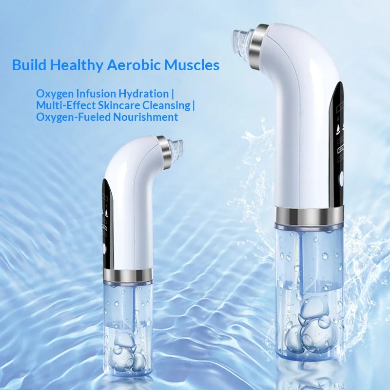 Pore Vacuum Facial Device in Ivory with Electric Micro Bubble Cleanser and USB Recharge References for Instruction-Guided Adult Personal Beauty Routines