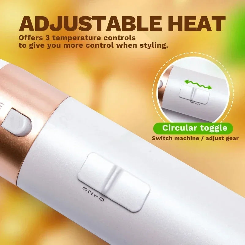 Interchangeable Hair Dryer Brush Set, 5-in-1 1000W Hot Air Styler with Curling Attachments, Smoothing Comb and Nozzle, Three Heat Settings and US Plug Option