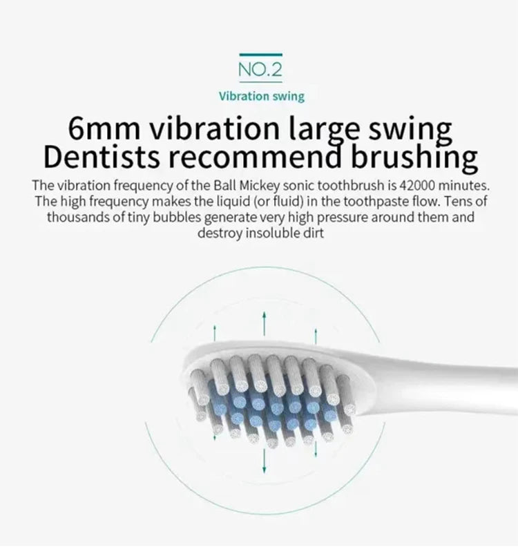 USB Rechargeable Electric Toothbrush for Adults, X3 Six-Mode Soft Bristle Brush with Two-Minute Cycle, 30-Second Reminders and Four-Head Option Labels