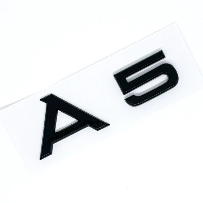 Car Letter Badge Emblem in 3D ABS, Silver or Glossy Black with A1, A3, A4, A5, A6, A7, A8, TDI and TFSI Options for Compatible Trunk and Fender Decoration