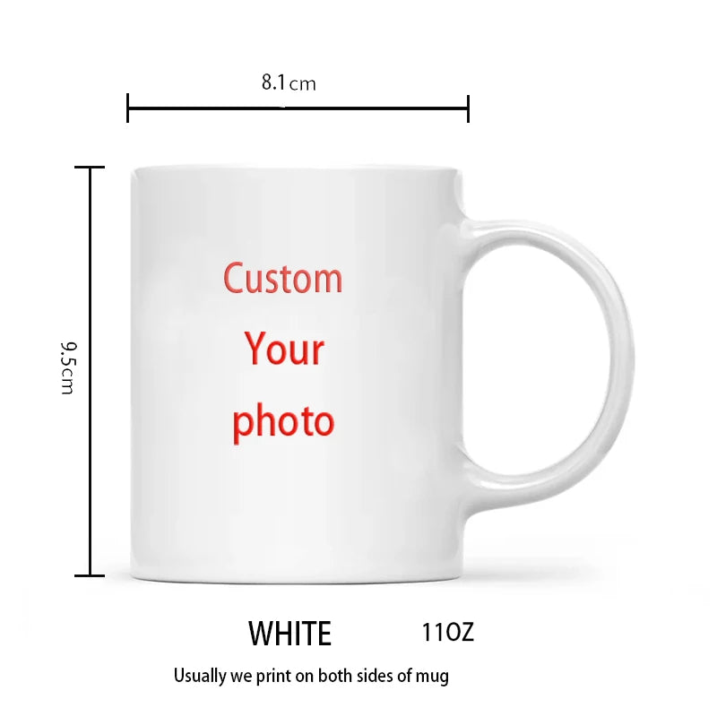Personalized Photo and Text Mug with Custom Name or Logo Printing, Single Hand-Wash Coffee Cup with Color and Layout Options for Mother's Day and Wedding Gifts