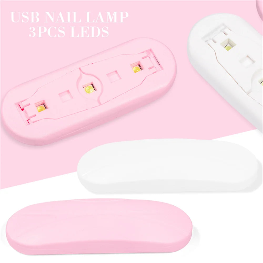 Mini UV LED Nail Lamp by LINMANDA, Portable 6W USB Gel Polish Curing Light with 45s and 60s Timer Settings in Pink and White Option Labels