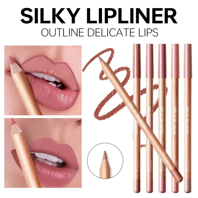 Matte Lip Liner Pencil with Twenty-Four Numbered Shade Choices, Listed Nude Finish Reference for Lip Outline Makeup, Everyday Looks and Personal Beauty Gifts