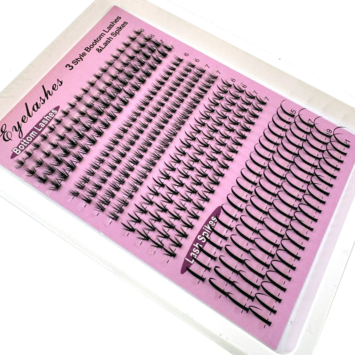 Bottom Lash Clusters and Individual Lash Spikes with 6–7mm and 15–21mm Length References, D Curl MIX Options in 12 or 16-Row Styles for Adult Manga Makeup