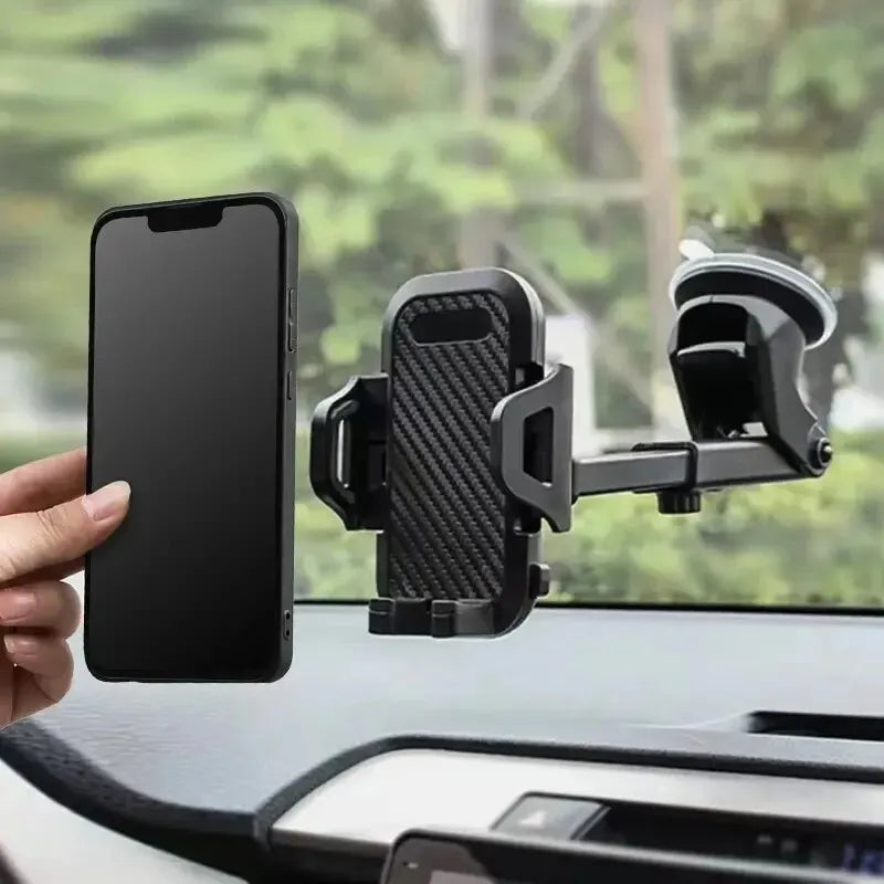 Suction Cup Car Phone Mount for Compatible Dashboard or Windshield Placement, Adjustable Smartphone Holder with Separate Air Vent Style Option