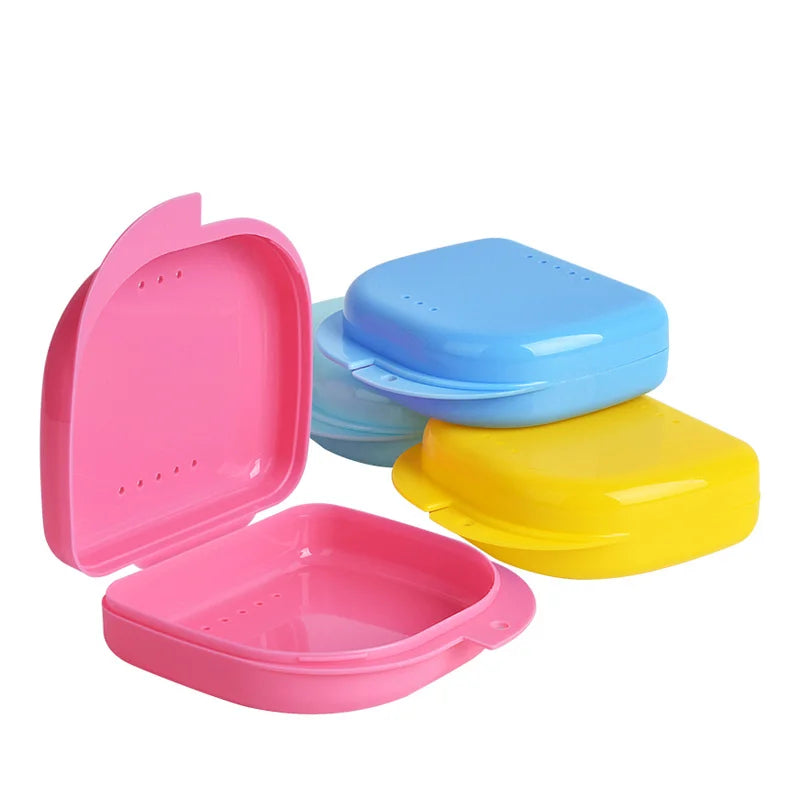 Vented Dental Storage Cases 50-Pack, Denture and Retainer Boxes with Seven Single-Color Choices or Random Mixed Colors for Compatible Removable Appliance Storage