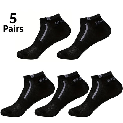Men's Mesh Ankle Socks in Polyester, Short Casual and Sports Style Multipacks with 5, 10, 20, 30 or 40-Pair Labels and Black, White, Gray or Mixed Options
