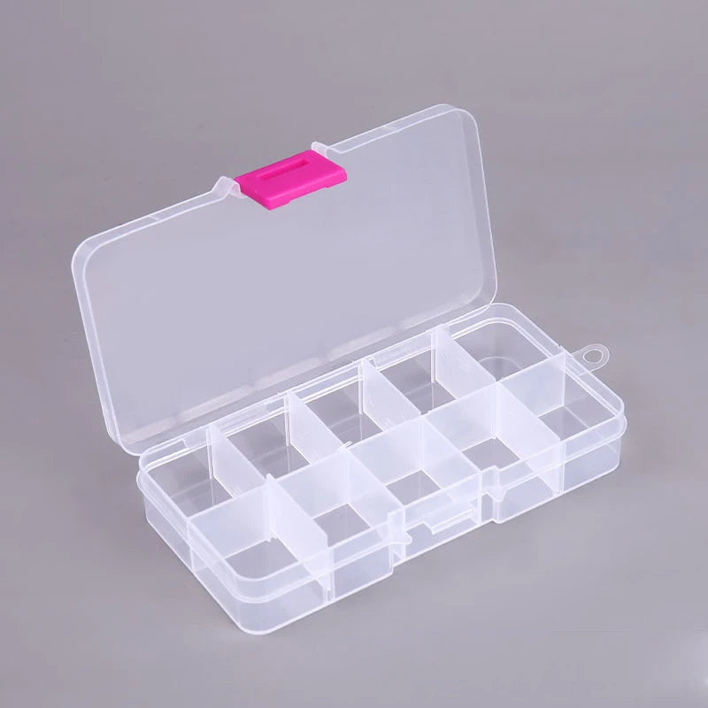 Drawer-Style Nail Storage Box, Plastic Desktop Manicure Organizer with Nine Numbered Selections for Compatible Cotton Swabs, Nail Files and Small Tools
