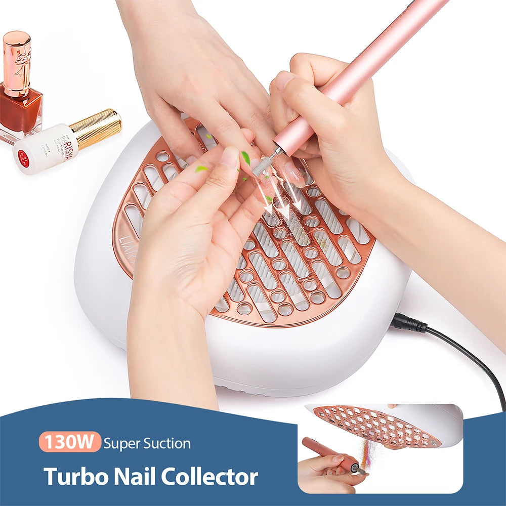 Two-Filter Nail Dust Collector with ABS Body, Adjustable Suction and Listed 23 x 22.5 x 6.9cm Size, Grey, Rose, Silver or Pink Manicure Vacuum Options