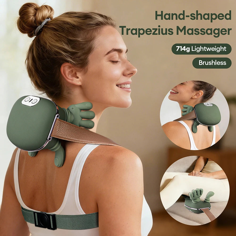 Cordless Neck and Shoulder Massager with 4D Finger-Style Kneading, 3 Intensity Levels, 2000mAh Battery and 10-Minute Timer for Home Relaxation