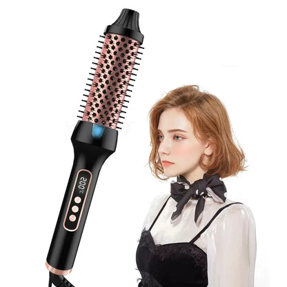 38mm Thermal Styling Brush with Dual PTC Heating, Nine Temperature Settings and 60-Minute Auto Shut-Off, Black Gold Hair Curler and Straightener