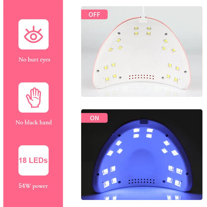 LINMANDA USB UV LED Nail Lamp in Pink with 18 LEDs and 60s or 120s Timer Settings, Compact ABS Gel Curing Tool for Compatible Fingernail and Toenail Products