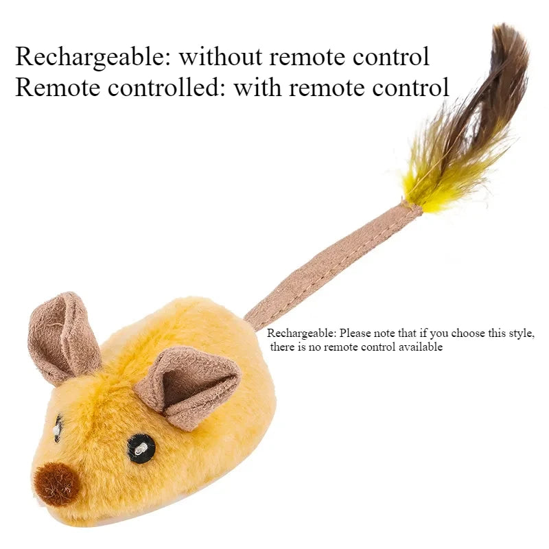Electric Mouse Cat Toy with Touch-Sensing Wording, Grey, Yellow or Blue Rat Colors and Rechargeable, Remote-Controlled or XXL Labels for Indoor Pet Play