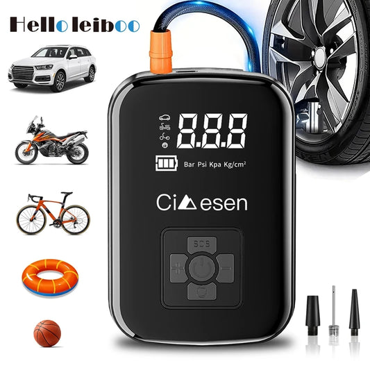 Portable Tire Inflator with 150 PSI Maximum Pressure, USB Rechargeable 3000mAh Cordless Air Pump for Cars, Motorcycles, Bicycles and Sports Balls