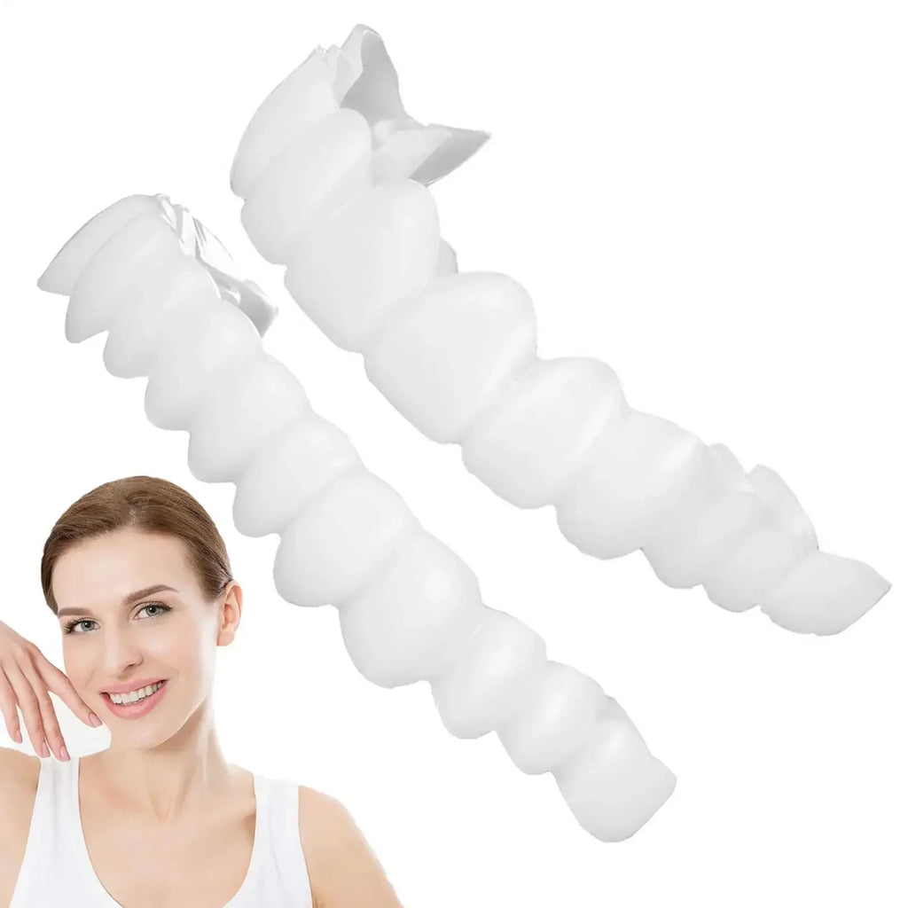 Temporary Cosmetic Teeth Covers, One Upper and Lower Pair with Listed Heat-Moldable Design for Adult Smile Appearance, Dental Fit Review Before Use