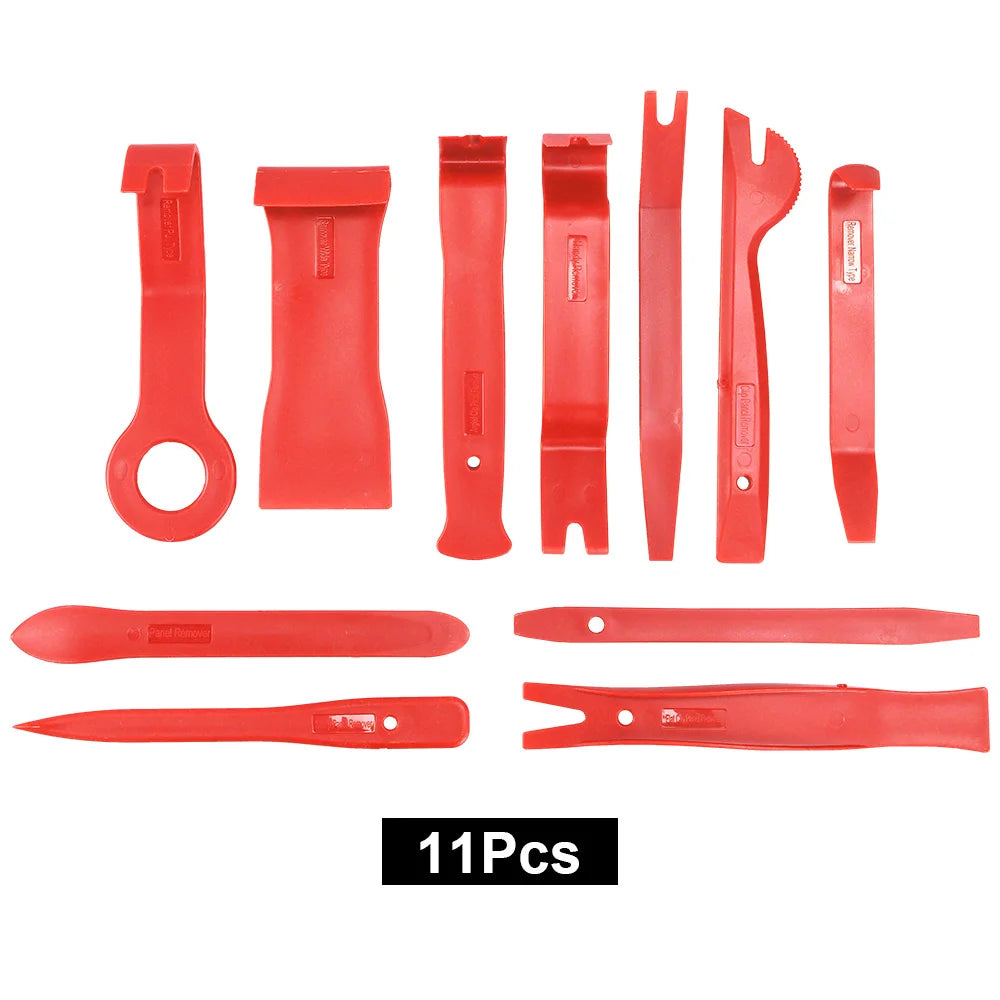 Car Trim Removal Tools with Red or Blue 5, 11 and 12-Piece Kit Options plus Separate Pliers, Manual Accessories for Door Panels, Clips and Dashboard Trim