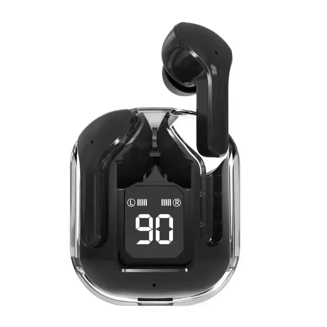 T2 Wireless Bluetooth Earphones with LED Power Display and Built-In Microphone, Transparent-Style In-Ear Audio Design in Five Colors for Music and Calls