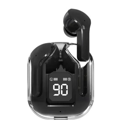 T2 Wireless Bluetooth Earphones with LED Power Display and Built-In Microphone, Transparent-Style In-Ear Audio Design in Five Colors for Music and Calls