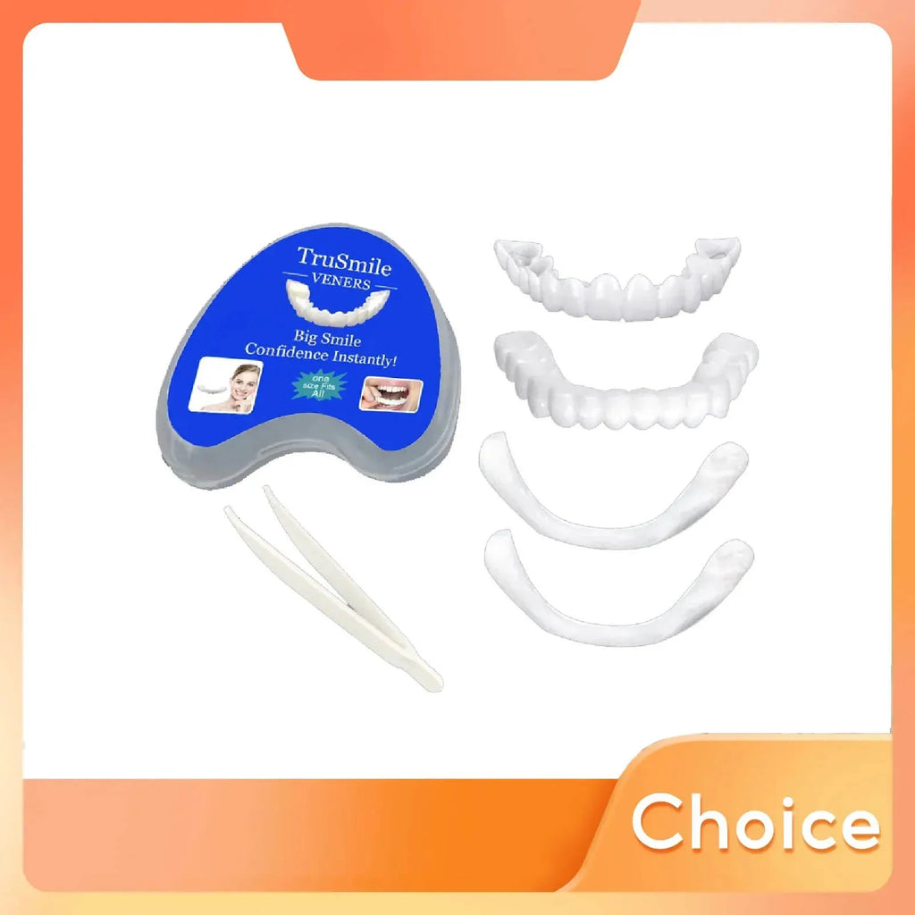 Silicone Denture-Style Teeth Covers with Single-Piece and Bundle Purchase Labels, Temporary Simulated-Teeth Appearance Reference Requiring Professional Fit Review