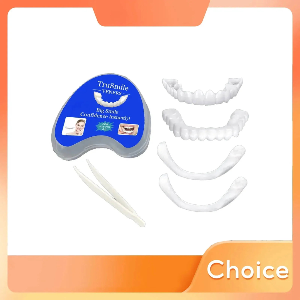 Silicone Denture-Style Teeth Covers with Single-Piece and Bundle Purchase Labels, Temporary Simulated-Teeth Appearance Reference Requiring Professional Fit Review