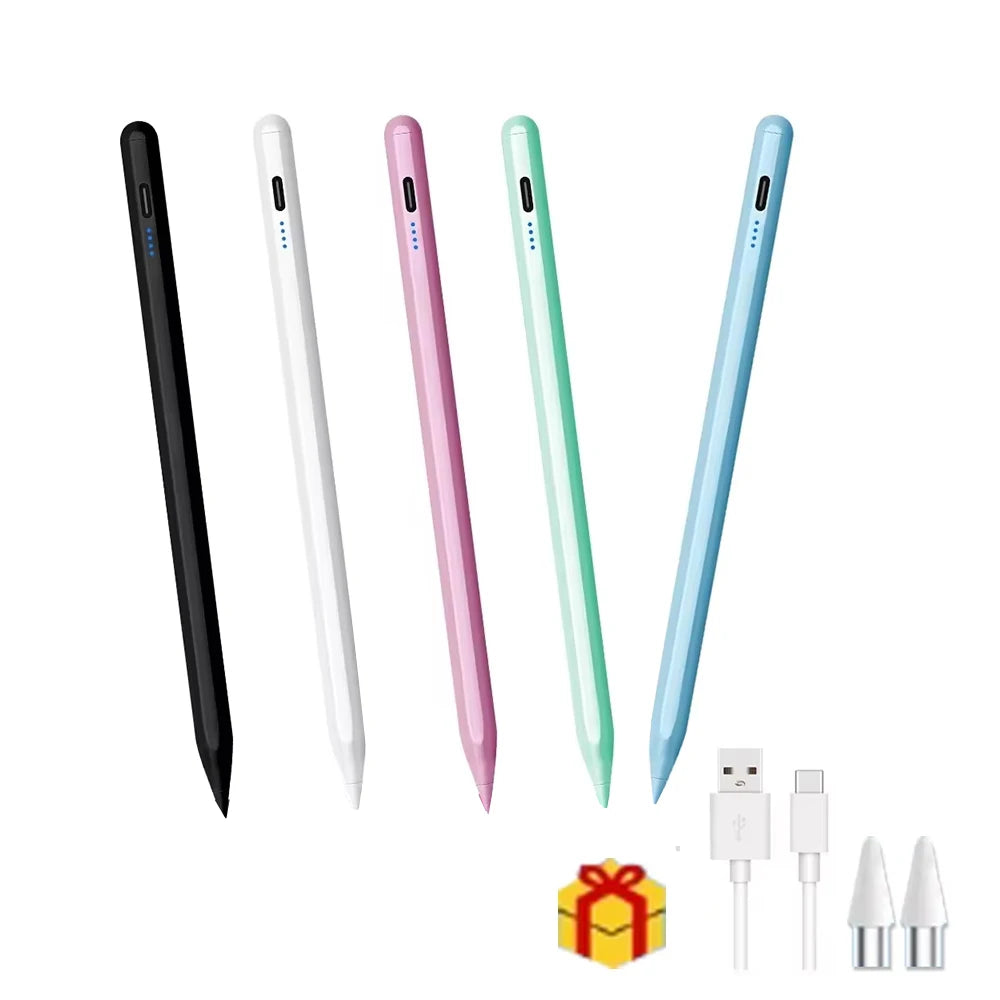 Active Capacitive Stylus Pen with USB-C Charging, Replaceable POM Tip and Battery Display in Six Colors for Compatible Tablet and Phone Writing