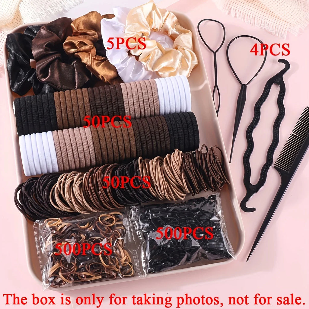 Hair Accessories Set for Women, Twelve Color and Pattern Options with Scrunchie and Ponytail Tie References for Everyday Buns and Outfit Coordination