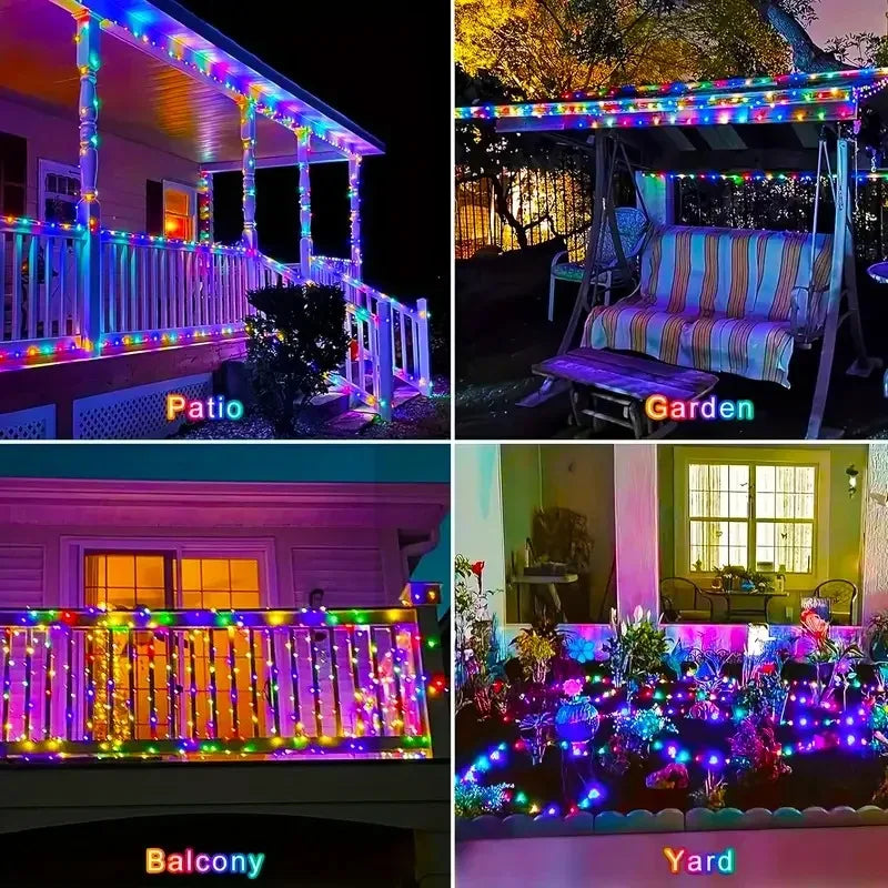 Solar Copper Wire Fairy Lights with Light Sensor, Warm, White or Multicolor Single and Two-Piece Options in 6M to 31M Lengths for Garden and Holiday Decor