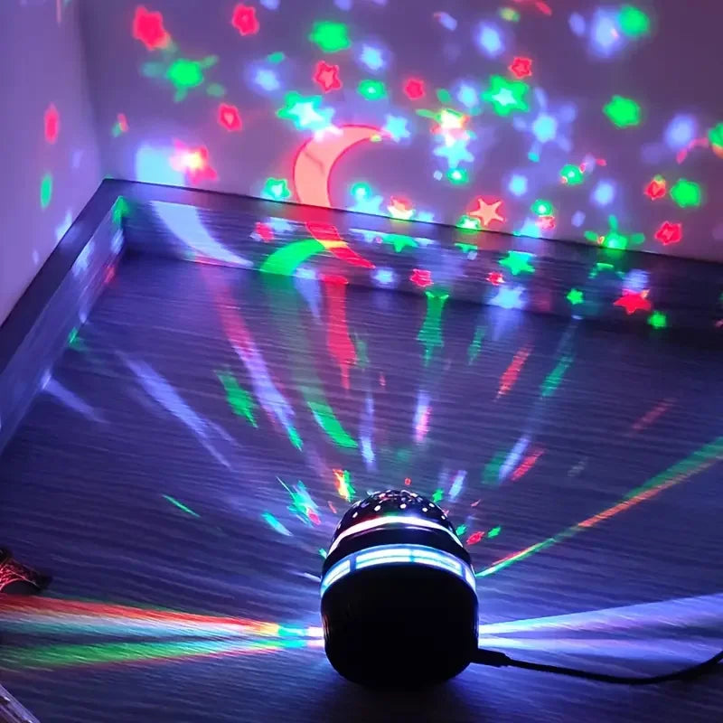 LED Moon and Star Projector with RGB Color Changes and Removable Lampshade, DC 5V Magic Ball Night Light with USB Cable for Bedroom and Home Decoration