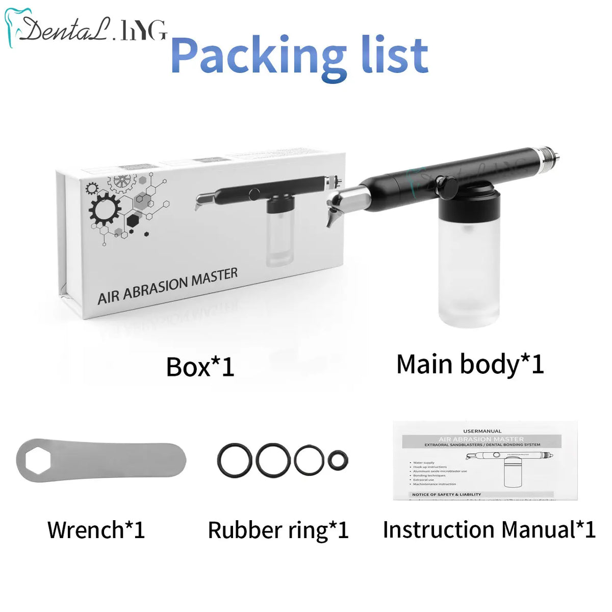Dental Micro Blaster Air Polisher with Aluminum Oxide Sandblasting Reference, 2-Hole or 4-Hole Connections in With-Water and No-Water Equipment Options