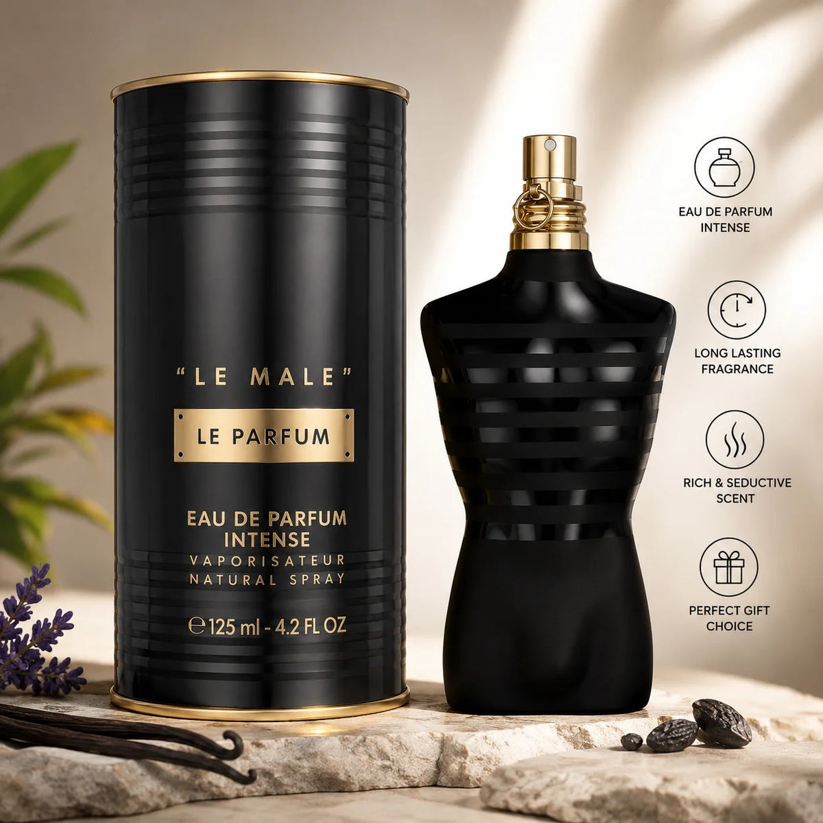 Le Male Le Parfum by Jean Paul Gaultier for Men, 4.2 oz Eau de Parfum Intense Fragrance Spray for Personal Scent Routines and Thoughtful Gift Selection