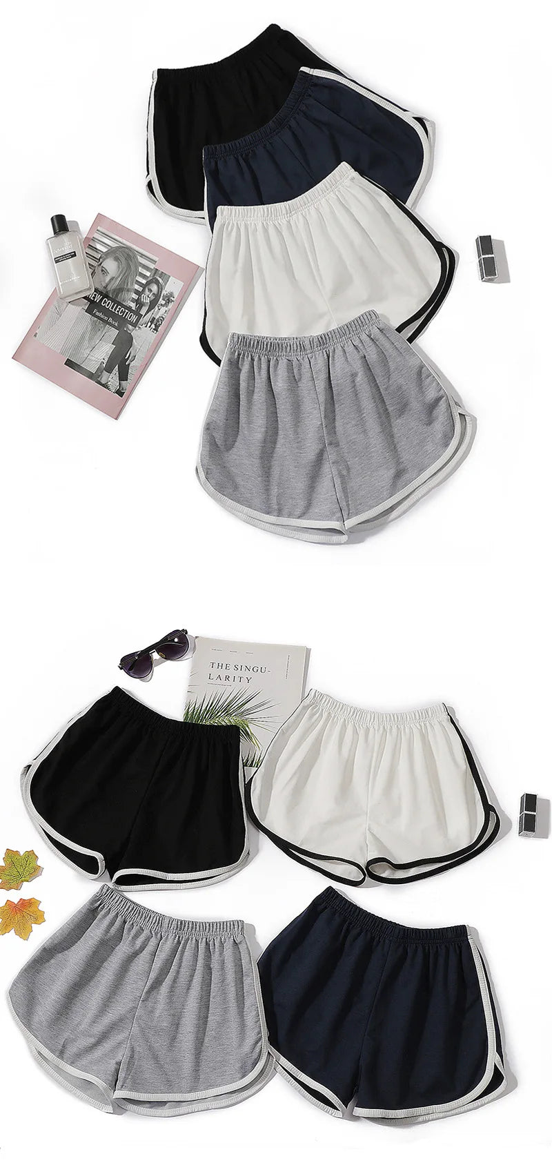 Women's High-Waisted Workout Shorts in Black, Gray or White, Quick-Drying Stretch Activewear in S, M and L for Running, Yoga and Casual Summer Outfits