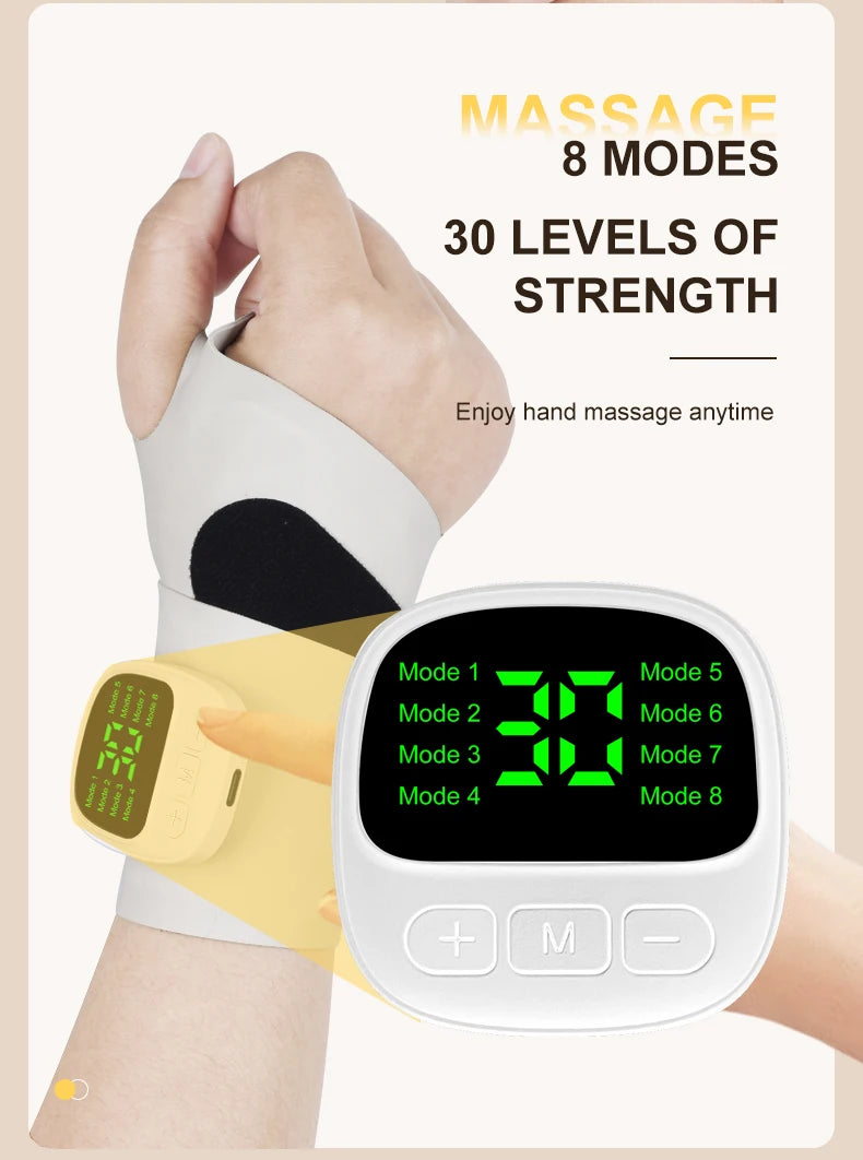 USB Rechargeable Wrist Vibration Massager, Cordless Electric Personal-Care Device in White, Dark Blue or Blue for Seated Home Relaxation Breaks