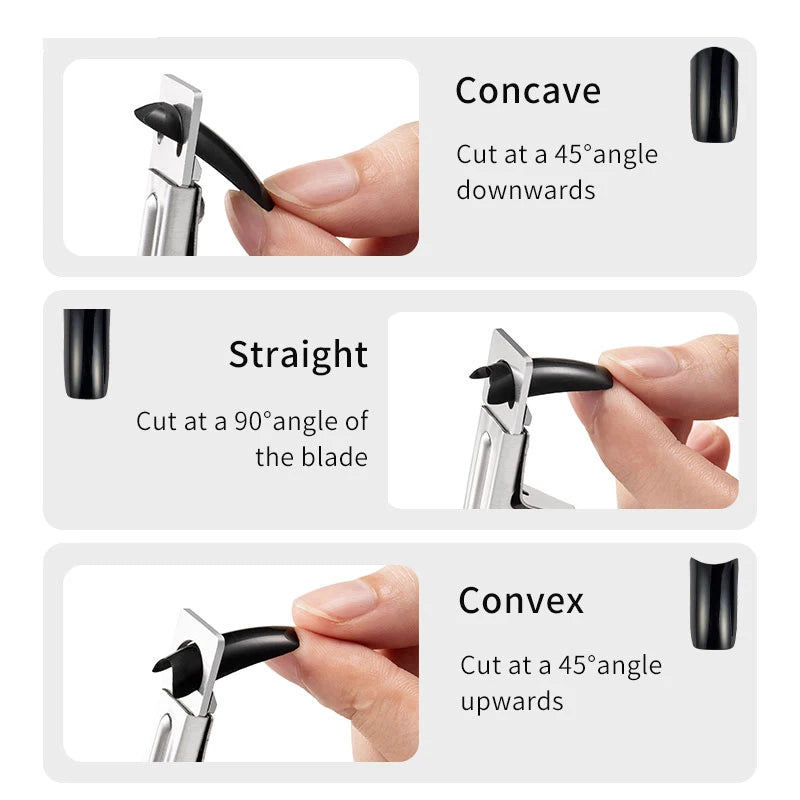 Nail Tip Cutter with Stainless Steel Construction and Straight-Edge Trimming Design for Compatible Acrylic and Artificial Tips, Four Color Options