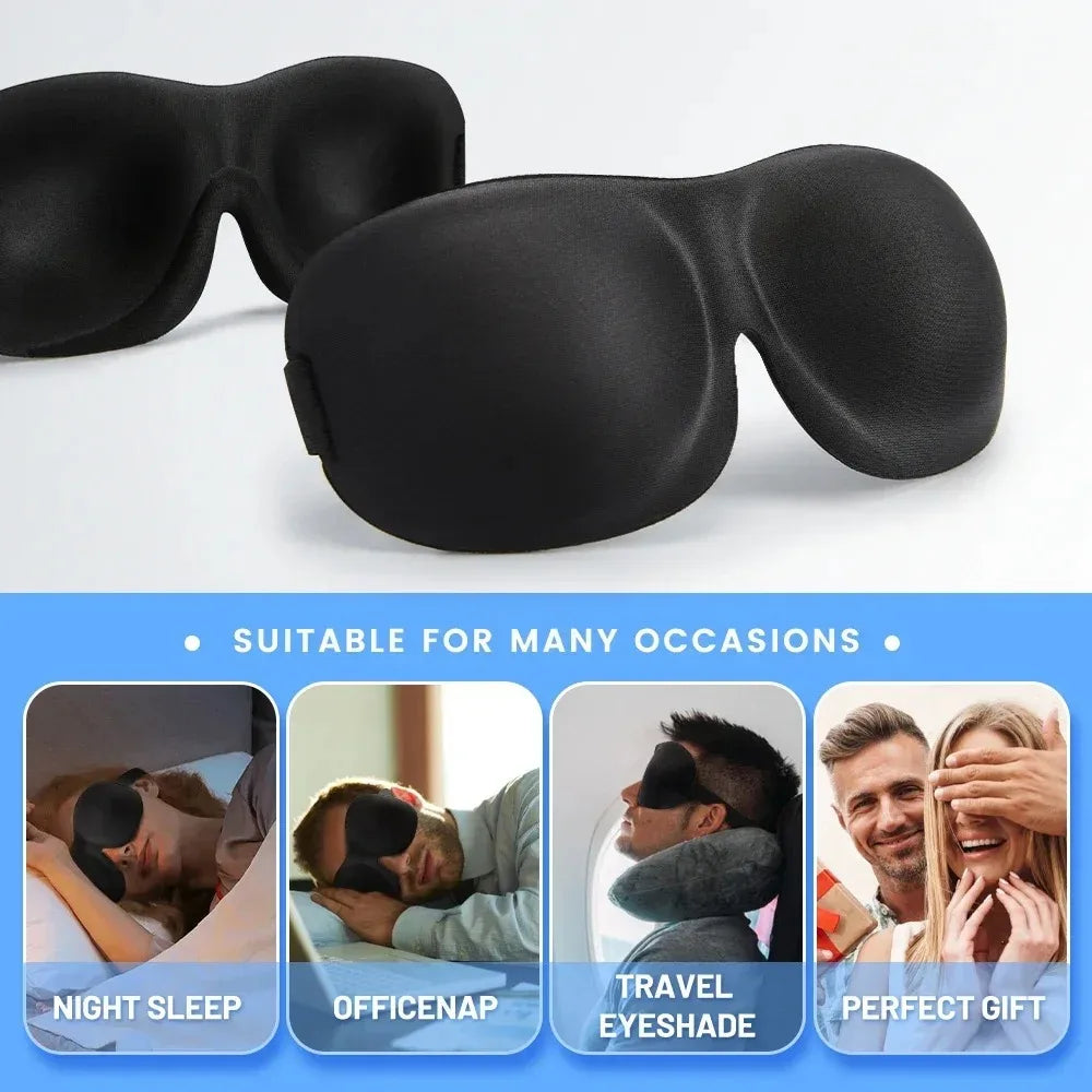 3D Memory Foam Sleep Mask with Soft Lightweight Eye Cover Design for Light Reduction During Home Rest, Daytime Naps and Seated Travel Breaks