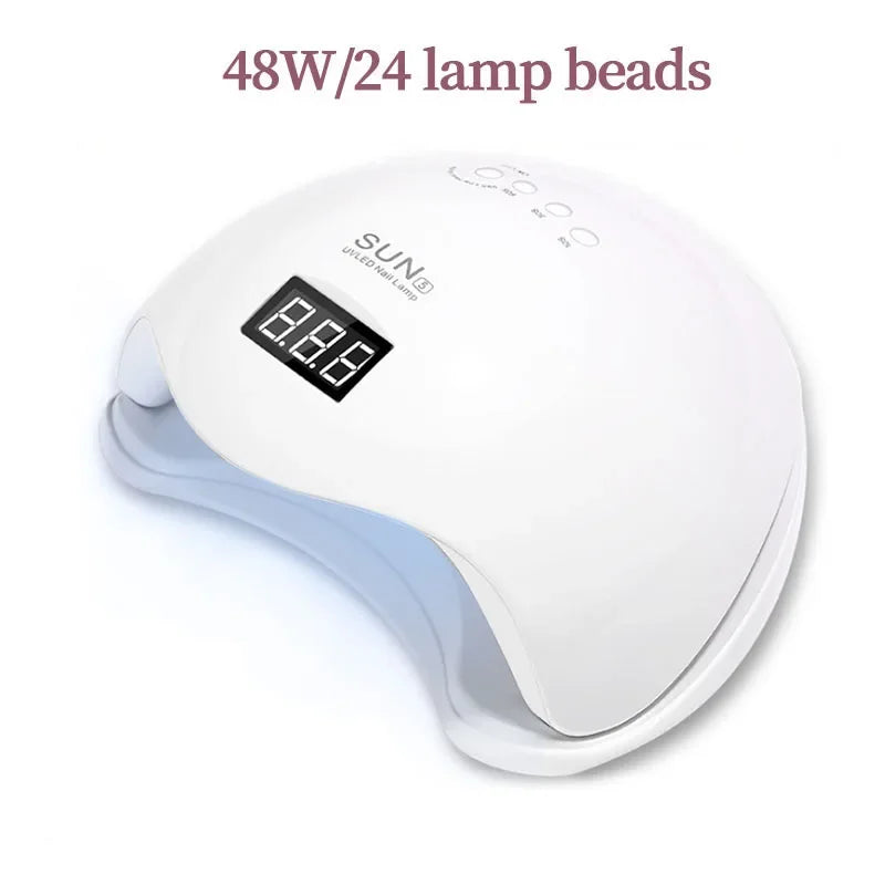 48W UV LED Nail Lamp for Gel Manicures and Pedicures, 24 Listed LED Beads with Pink or White Color Choices and USB, EU or US Power Options