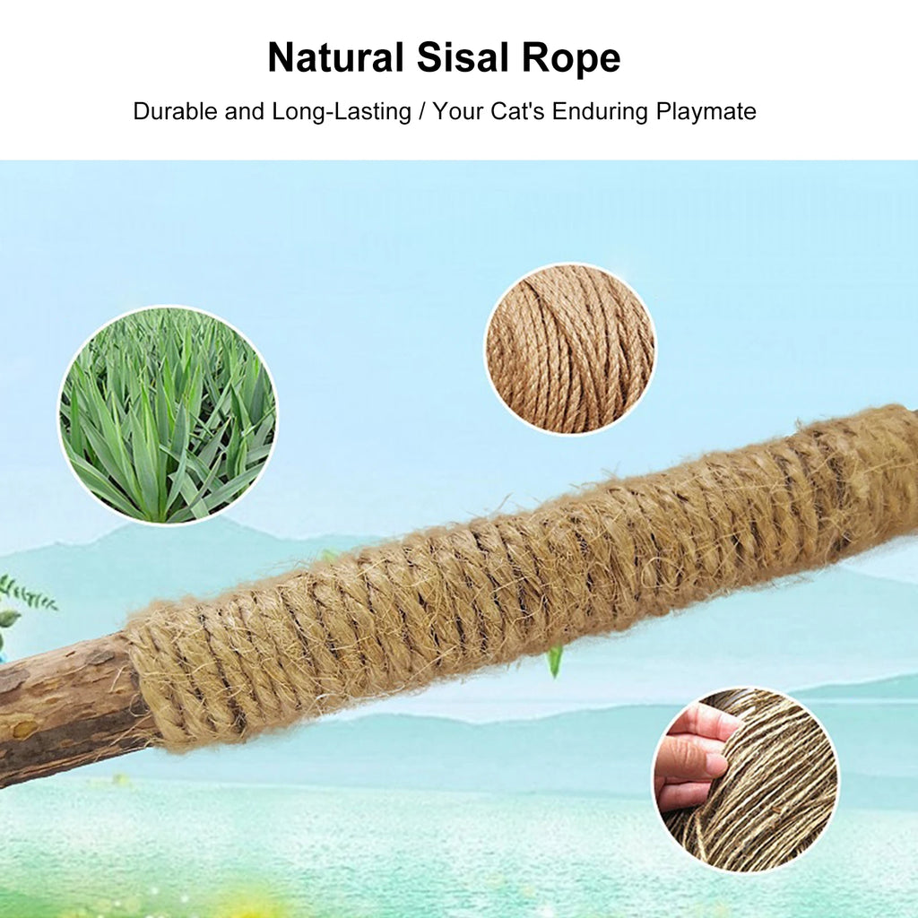 Silvervine Cat Sticks with Hemp Rope, Natural Wood Pet Play Toys for Supervised Indoor Exploration and Interactive Sessions, Pack Options from 3 to 20 Pieces