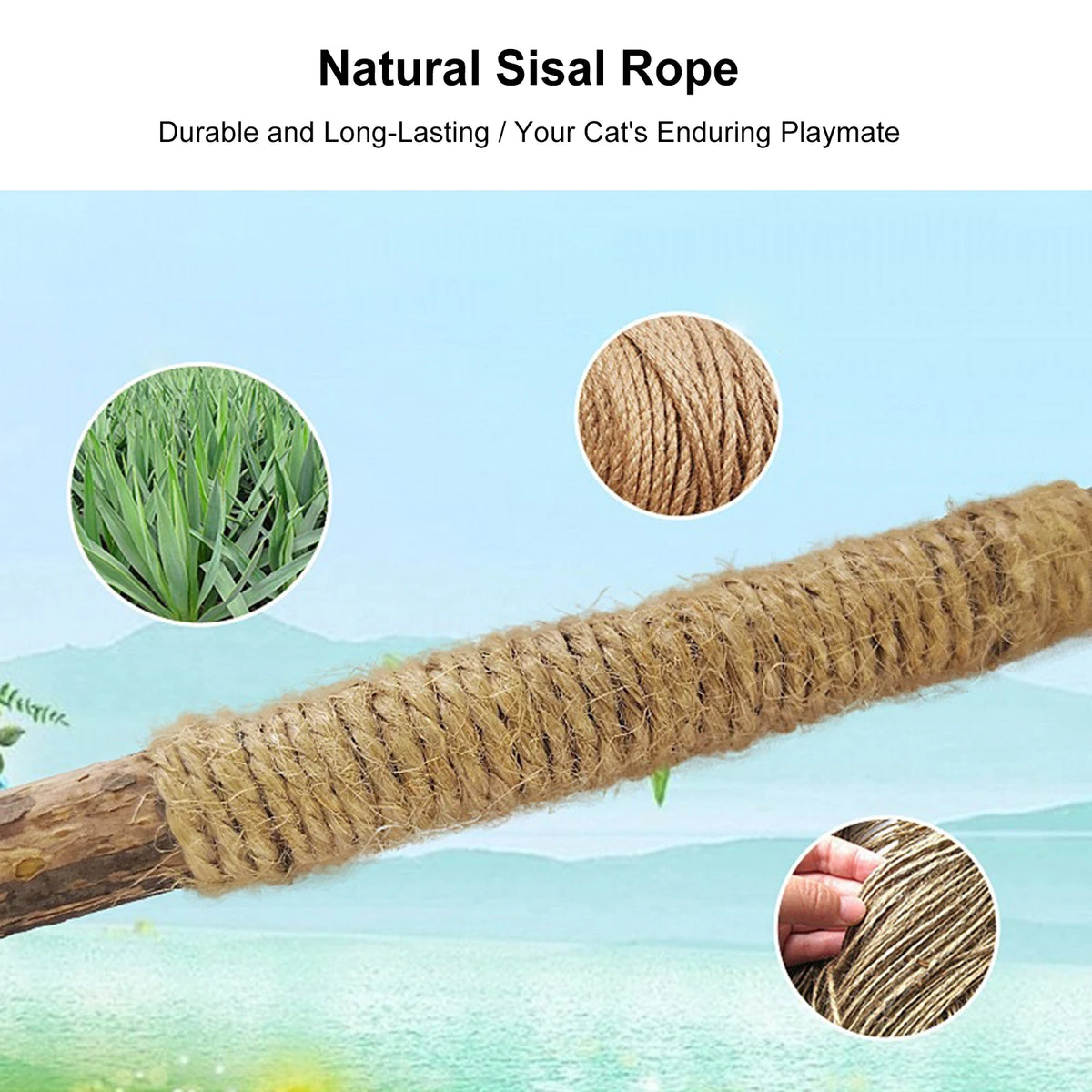 Silvervine Cat Sticks with Hemp Rope, Natural Wood Pet Play Toys for Supervised Indoor Exploration and Interactive Sessions, Pack Options from 3 to 20 Pieces